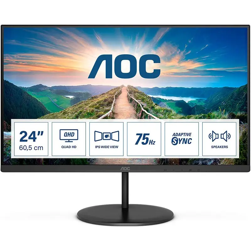 AOC V4 Q24V4EA 23.8 Inch 2560 x 1440 Pixels 2K Ultra HD Resolution 75Hz Refresh Rate 4ms Response Time HDMI DisplayPort LED Monitor