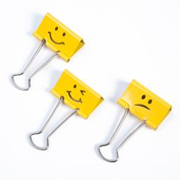 Rapesco 19mm Foldback Clips Assorted Emojis Yellow Pack of 20