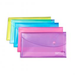 Rapesco Bright Transparent Popper Wallet DL Assorted Pack of 5