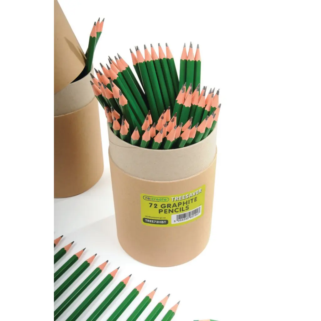 Re:create Treesaver Wood Free HB Pencils (Tube 72) - TREE72HBT