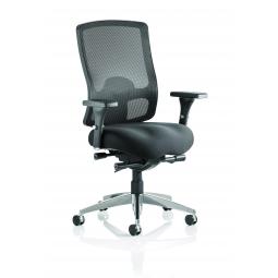 Regent Chair Black Fabric Black Mesh Back With Arms OP000113