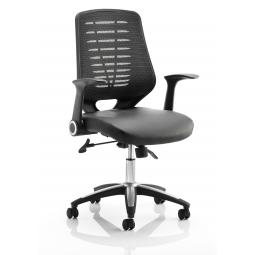 Relay Chair Leather Seat Black Back With Arms OP000117