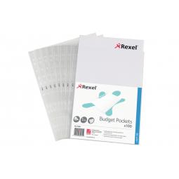 Rexel Budget Pockets A4 Embossed 40 Micron 11000 Pack of 100