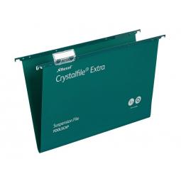 Rexel Crystalfile Extra Foolscap Suspension File 15mm Green Pack of 25