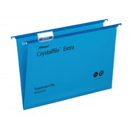 Rexel Crystalfile Extra Foolscap Suspension File 5mm Blue Pack of 25