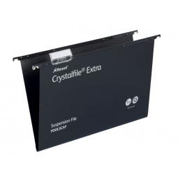 Rexel Crystalfile Extra Polypropylene Suspension File Standard Black Pack of 25