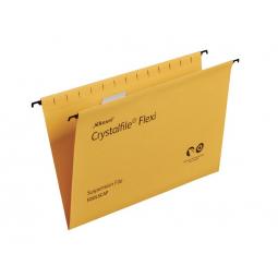 Rexel Crystalfile Flexifile Suspension File V base Foolscap Yellow Box of 50