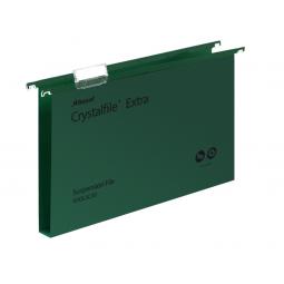 Rexel Crystalfile Xtra Foolscap Polypropylene Suspension File 30mm Green Pack of 25
