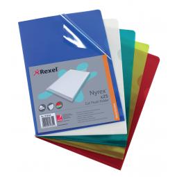 Rexel Nyrex Folder Cut Flush A4 Assorted Standard 12161AS Pack of 25