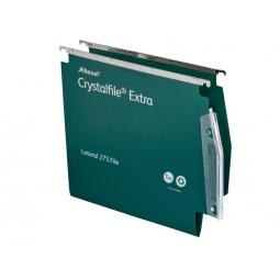 Rexel Twinlock Crystalfile Extra Lateral Suspension File 15mm V Base Green Box of 25