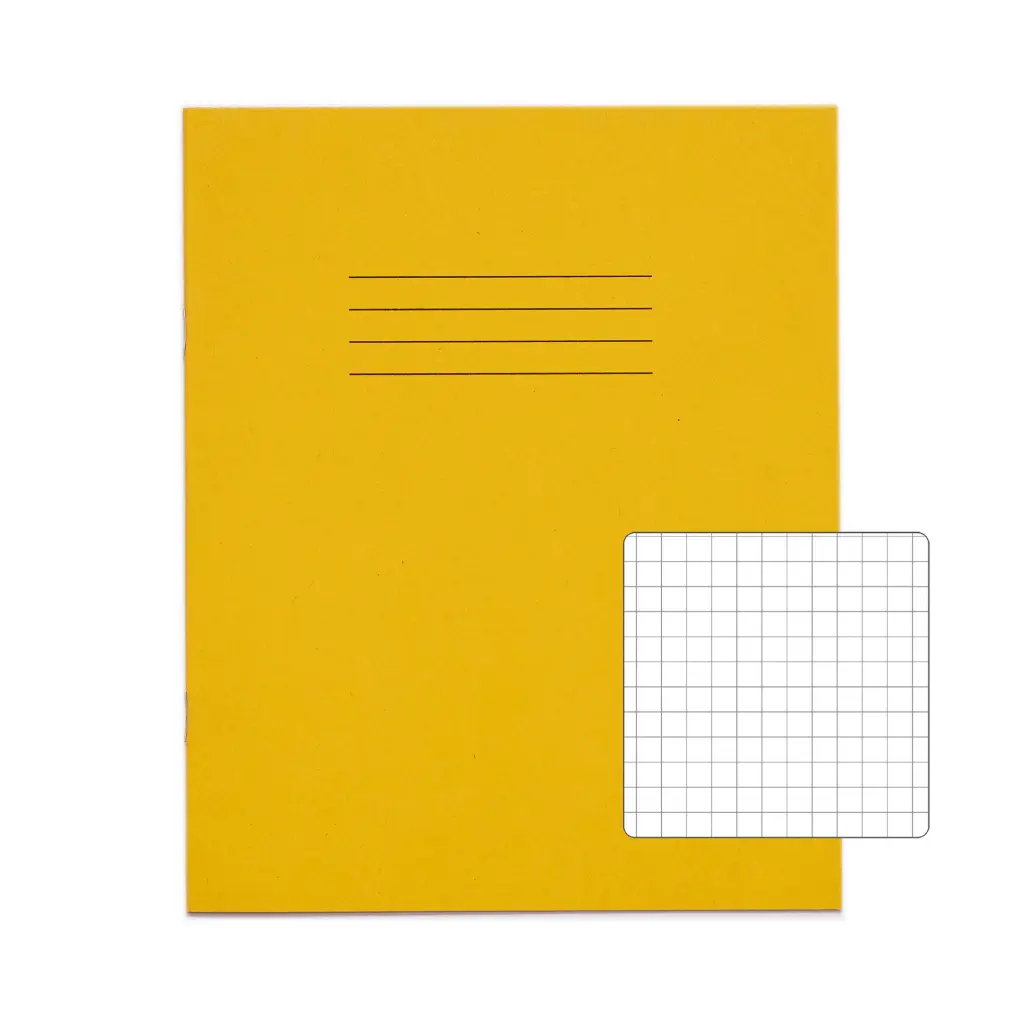 RHINO 8 x 6.5 Exercise Book 32 Page 7mm Squared Yellow (Pack 100) - VEX142-204-8