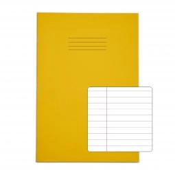 Rhino A4 Exercise Book 32 Page Feint Ruled 8mm With Margin Yellow (Pack 100) - VDU014-62-4