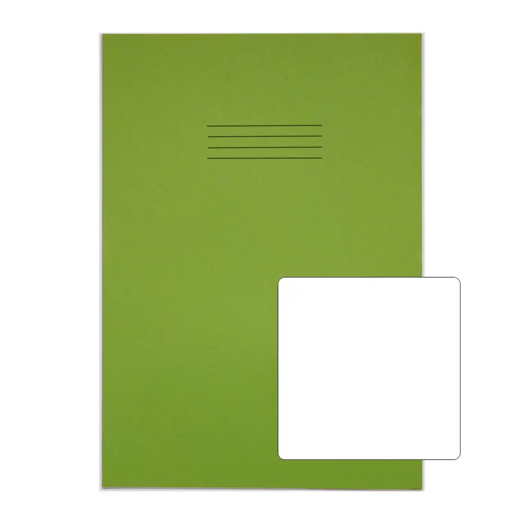 RHINO A4+ (13 x 9 inch) Oversized Exercise Book 48 Page Plain Light Green (Pack 50) - VDU048-138-2