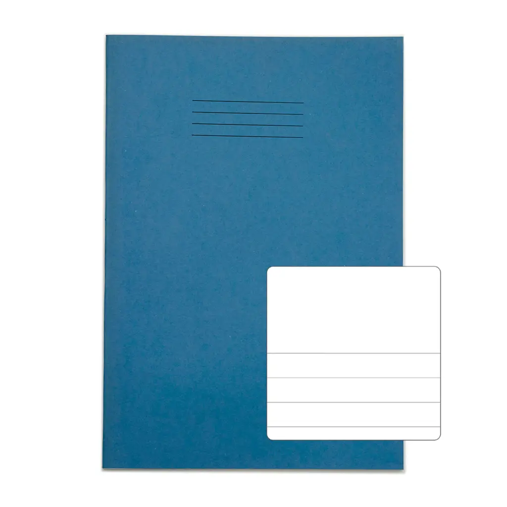 RHINO A4+ (13 x 9 inch) Oversized Exercise Book 48 Page Split Page Blank & Ruled 12mm Light Blue (Pack 50) - VDU048-400-6