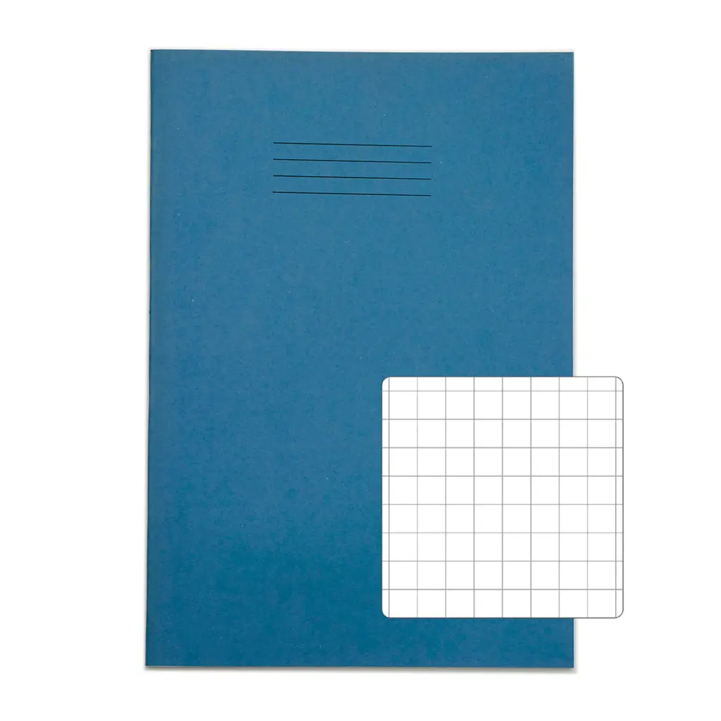 RHINO A4+ (13 x 9 inch) Oversized Exercise Book 48 Page 10mm Squared Light Blue (Pack 50) - VDU048-316-8