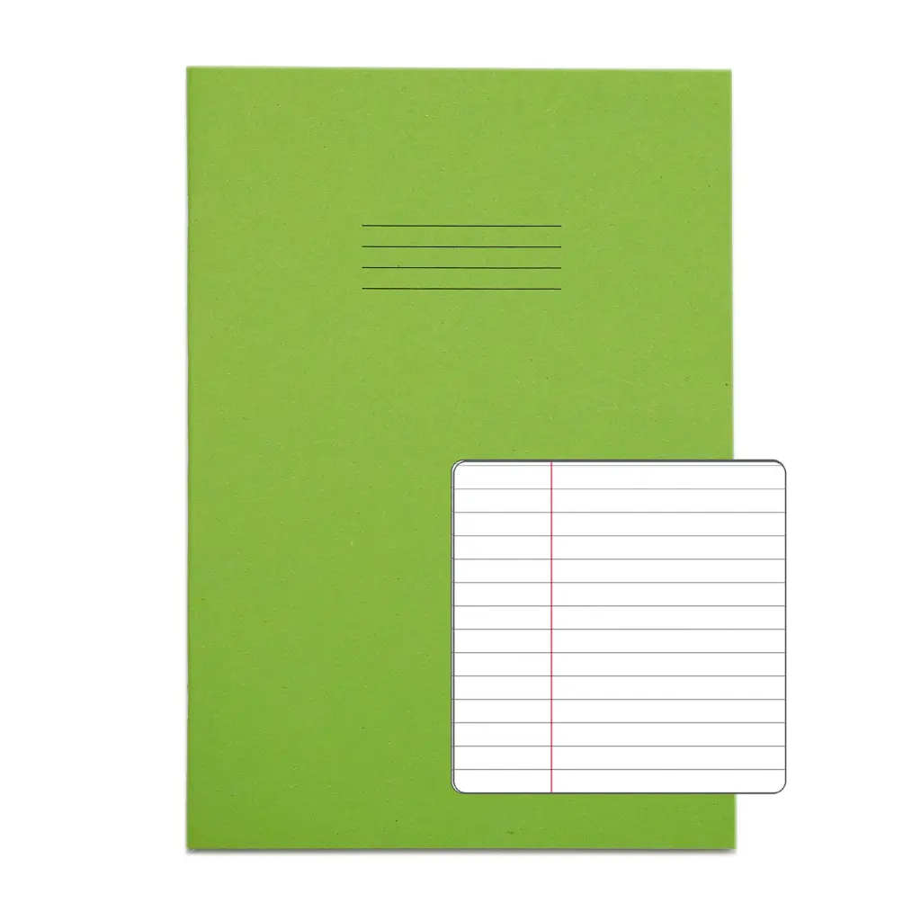 Rhino A4 Exercise Book 80 Page Ruled F6M Light Green (Pack 50) - VEX668-655-4