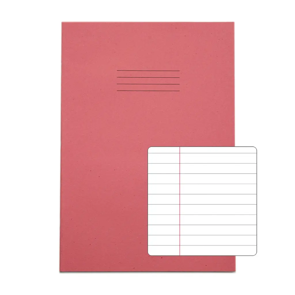 Rhino A4 Exercise Book 80 Page Ruled F8M Pink (Pack 50) - VEX668-115-6