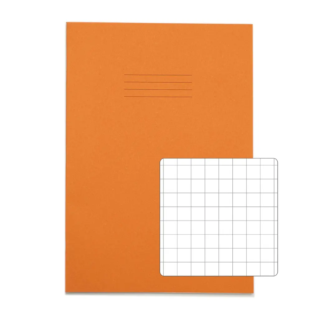 Rhino A4 Exercise Book 80 Page Squared S10 Orange (Pack 50)  - VEX668-268-4