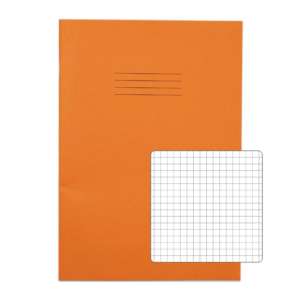 Rhino A4 Exercise Book 80 Page Squared S5 Orange (Pack 50) - VEX668-525-6