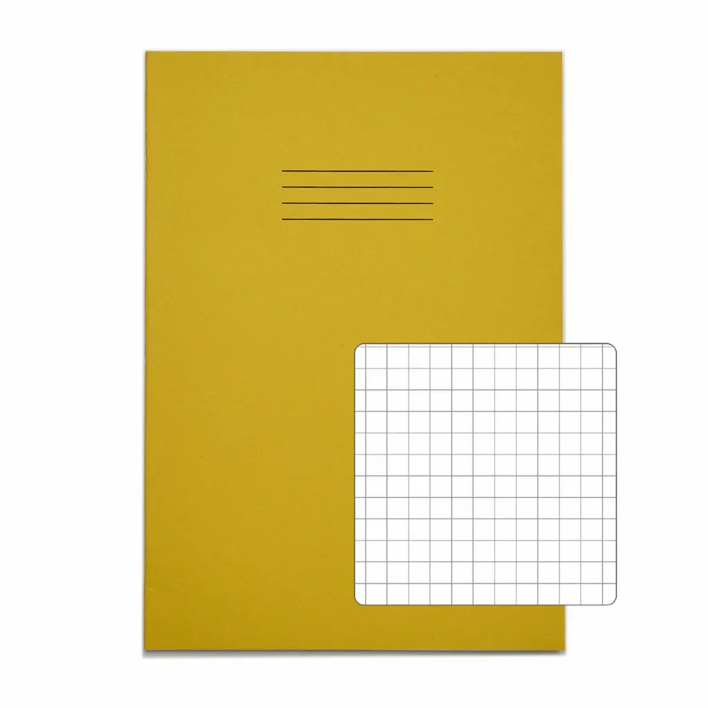 Rhino A4 Exercise Book 80 Page Squared S5 Yellow (Pack 50) - VEX668-415-2