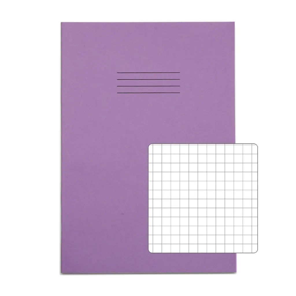 Rhino A4 Exercise Book 80 Page Squared S7 Purple (Pack 50) - VEX668-335-4