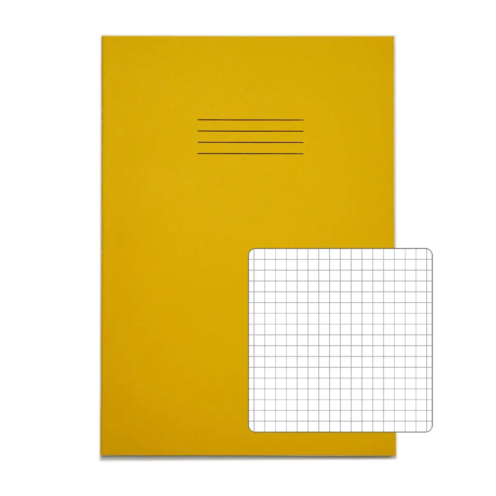 Rhino A4 Exercise Book 80 Page Squared S7 Yellow (Pack 50) - VEX668-1175-6