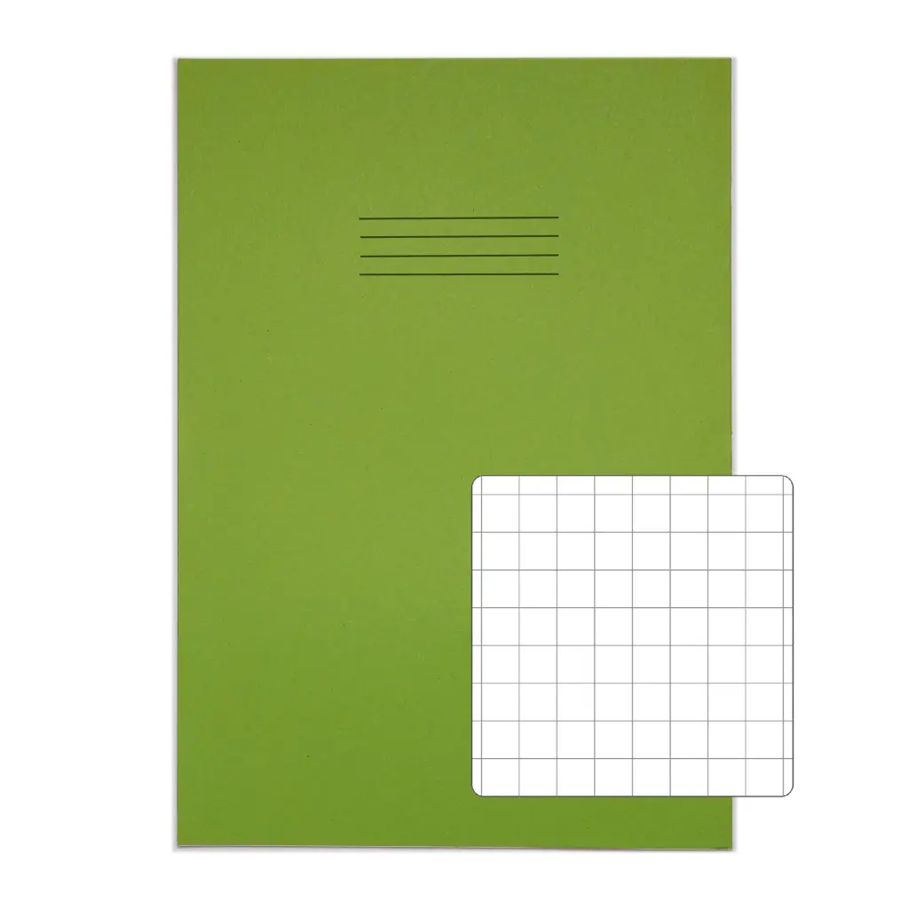 RHINO A4+ (13 x 9 inch) Oversized Exercise Book 80 Page 10mm Squared Light Green (Pack 50) - VDU080-328-6