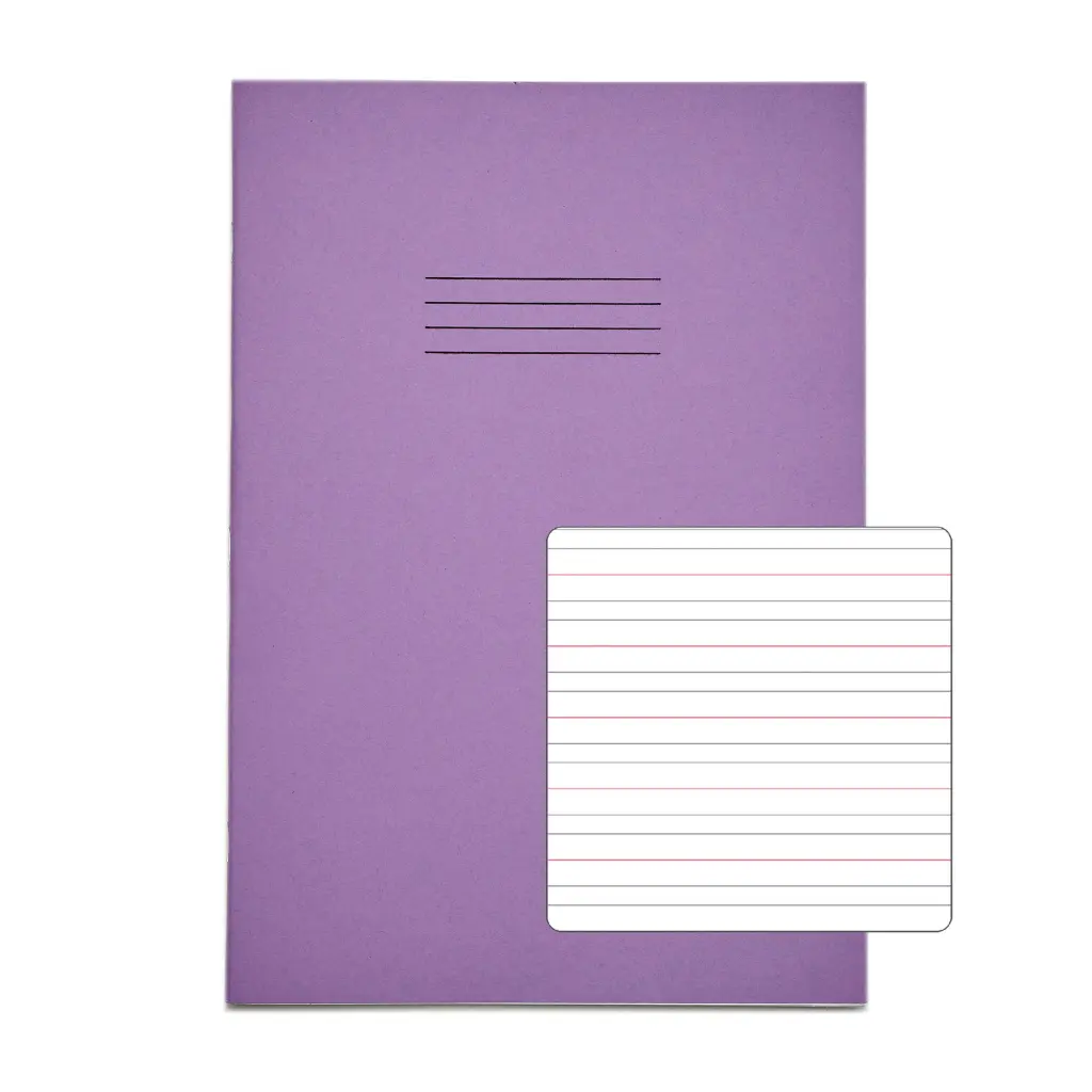 RHINO A4 Learn To Write Book 40 Page Narrow-Ruled Red & Grey Lines Purple (Pack 100)  - VEX334-415-2