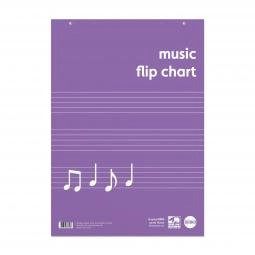 Rhino A1 Educational Music Flipchart Pad 30 Leaf 20 Music 5 Stave Ruling with Plain Reverse (Pack 5) - REMFC-0