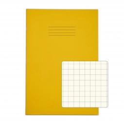 Rhino A4 Special Exercise Book 48 Page 12mm Squares S10 Yellow with Tinted Blue Paper (Pack 10) - EX68192B-8