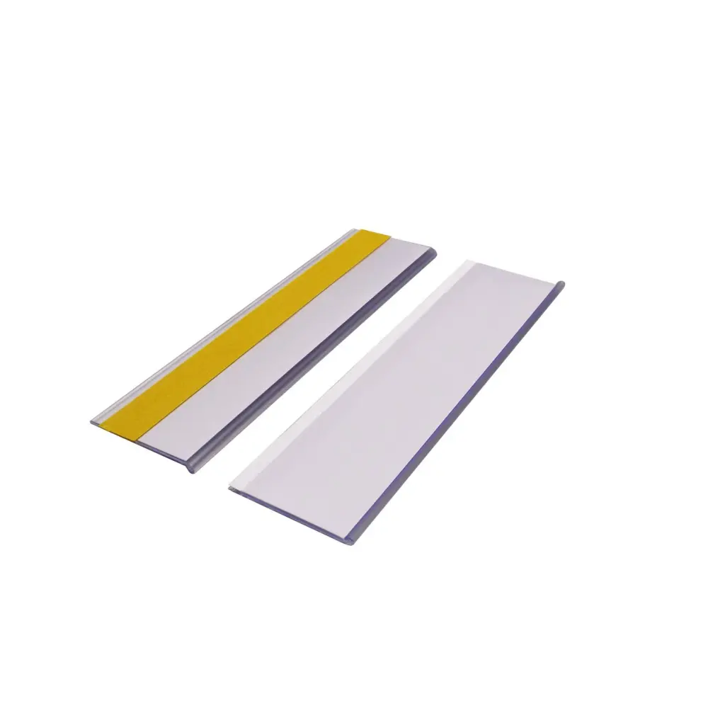 Beaverswood Self-Adhesive Ticket Holders (Clear) With Card Insert (White) For Shelving and Racking H54mmxW200mm (Pack 50) - TS520