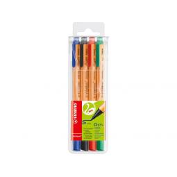 STABILO GREENpoint CO2 neutral Fibre Tip Sign Pen 0.8mm Line Black/Blue/Red/Green (Wallet 4) 6088/4