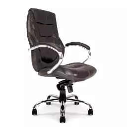 Nautilus Designs Sandown High Back Luxurious Leather Faced Synchronous Executive Chair With Integrated Headrest & Fixed Arms Black - DPA617KTAG/LBK