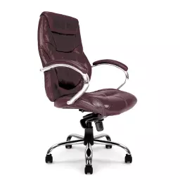 Nautilus Designs Sandown High Back Luxurious Leather Faced Synchronous Executive Chair With Integrated Headrest & Fixed Arms Brown - DPA617KTAG/LBW