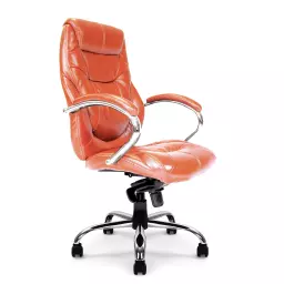 Nautilus Designs Sandown High Back Luxurious Leather Faced Synchronous Executive Chair With Integrated Headrest & Fixed Arms Tan - DPA617KTAG/TN