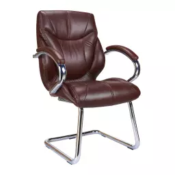 Nautilus Designs Sandown High Back Luxurious Leather Faced Synchronous Visitor Chair With Integrated Headrest & Fixed Arms Brown - DPA617AV/BW