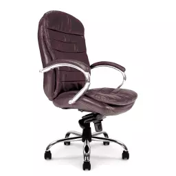 Nautilus Designs Santiago High Back Italian Leather Faced Synchronous Executive Chair With Integrated Headrest & Fixed Arms Brown - DPA618KTAG/BW