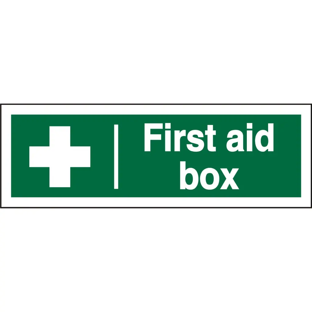 Seco First Aid Box Self Adhesive Vinyl Sign 300x100mm - SP058SAV-300X100