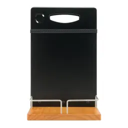 Securit Table Caddy Lacquered Wooden Base With Metal Framework Menu Holding Space Elastic Bands and Handle Includes Chalk Marker - CAD-TE