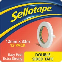 Sellotape Easy Peel Extra Strong Double Sided Tape 12mm x 33m (Pack 12) - 1447057