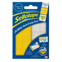 Sellotape 24 Hook & Loop Permanent Self Adhesive Pads - 1445176