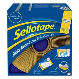 Sellotape Sticky Hook & Loop Strip Permanent Self Adhesive 20mm x 6m - 1445180