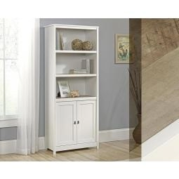 Shaker Style Bookcase with Doors White with Lintel Oak Finish - 5417593