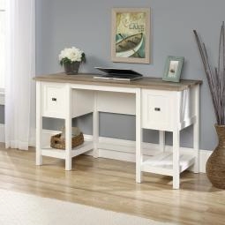 Shaker Style Office Desk White with Lintel Oak Finish 5418072