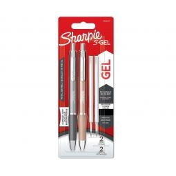 Sharpie S-Gel Metal Gel Pen Medium Point 0.7mm Tip Black Ink  + Black Refills (Pack 2 Pens + 2 Refills) - 2162643