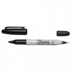 Sharpie Twin Tip Permanent Marker 1.5mm & 0.4mm Line Black Pack of 12