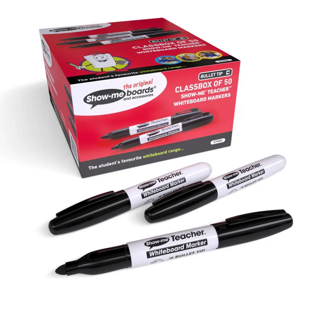 Show-me whiteboard markers in black ink (Pack 50) - STM50