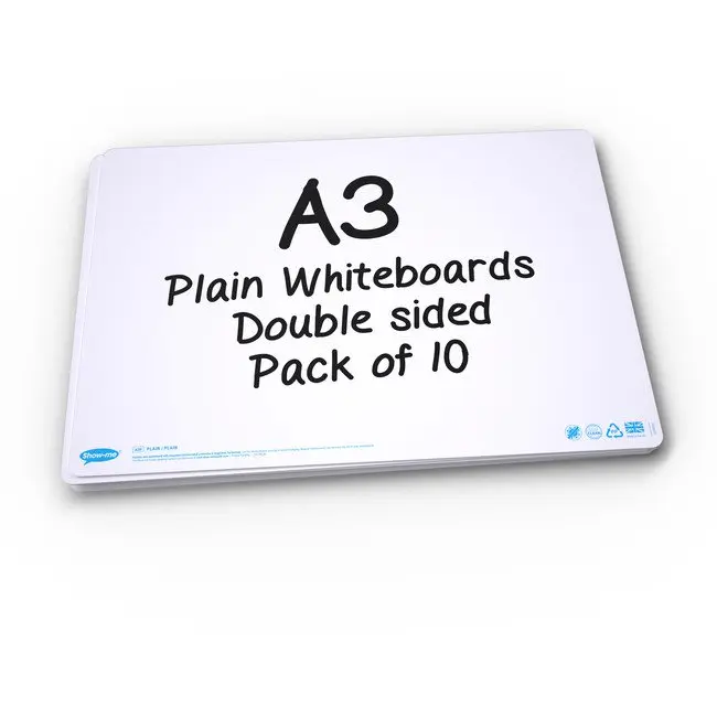 Show-me Drywipe Boards A3 Plain PK10 - A3P10