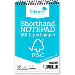 Silvine FSC Spiral Bound Shorthand Notebook Feint Pack of 10