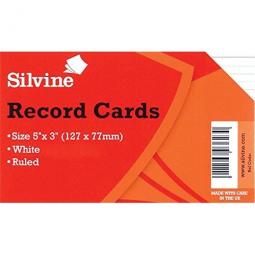 Silvine Record Cards 127x76mm Ruled White 100 Cards